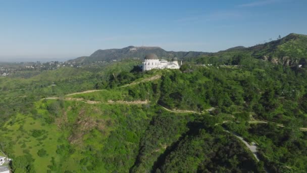Scenic Aerial Hiking Trail Green Griffith Park Favorite Nature Hike — Stock Video