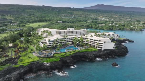 Powietrzne Malownicze Podróże Natury Drone View Hotel Wulkanicznej Big Island — Wideo stockowe