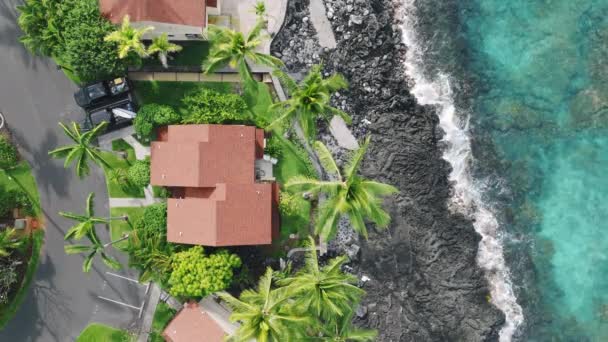 Tujuan Bulan Madu Romantis Aerial View Hawaii Drone Vulkanik Big — Stok Video