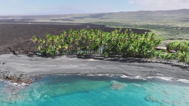 Vista Aérea Costa Volcánica Escarpada Big Island Hawái Estado Turismo — Vídeos de Stock