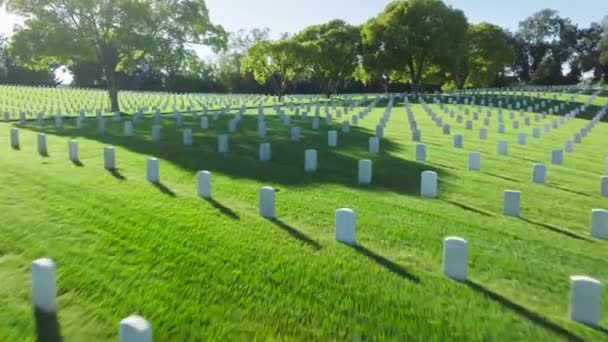 Цвинтарі Поховані Всі Військовослужбовці Національний Цвинтар Лос Анджелеса Каліфорнія Сша — стокове відео