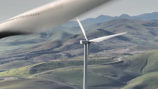 Větrný Mlýn Zelené Energie Pohledu Drone Detailní Záběr Větrné Elektrárny — Stock video