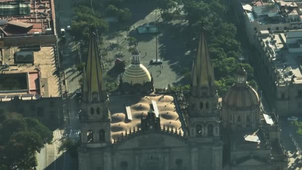 Architektonické Mistrovské Dílo Španělském Renesančním Stylu Novogotickými Věžemi Katedrála Guadalajara — Stock video