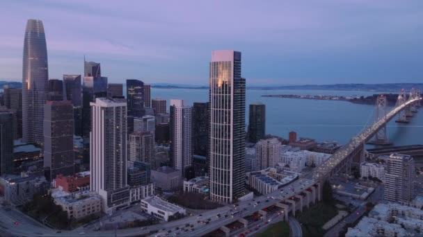 Finansal Teknolojik Başarı Kavramı Rıhtım Binaları Hava Çekimi San Francisco — Stok video