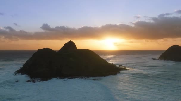 Mokulua Islas Siluetas Azul Claro Océano Pacífico Vacaciones Idílicas Isla — Vídeos de Stock