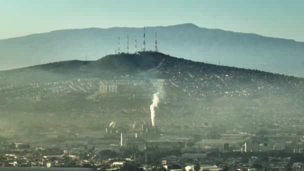 Guadalajara Stadt Mexiko Luftaufnahme Der Fabrikzone Von Oben Luftverschmutzung Und — Stockvideo