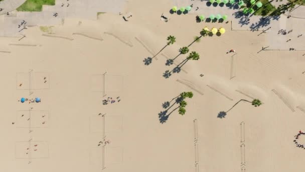 Pláž Sportovní Zázemí Písečné Pláži Santa Monice Sportovní Cvičení Motivovaní — Stock video