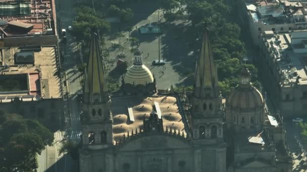 Architectural Masterpiece Spanish Renaissance Style Neo Gothic Spires Guadalajara Cathedral — Stock Video