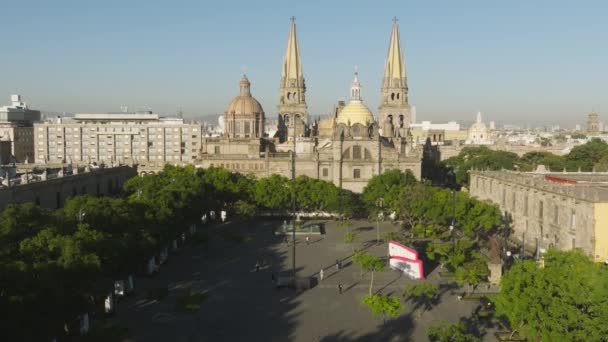 Vue Sur Façade Cathédrale Guadalajara Mexique Beau Ciel Bleu Dessus — Video