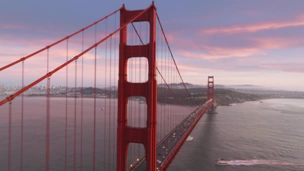 Primer Plano Antena Del Puente Golden Gate San Francisco Con — Vídeos de Stock