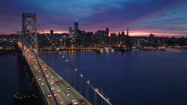 Центр Сан Франциско Розовом Закате Живописная Панорама Сан Франциско Воздух — стоковое видео