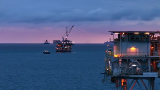 Barcaza Flotando Plataforma Perforación Petrolera Ubicada Canal San Pedro Estados — Vídeo de stock