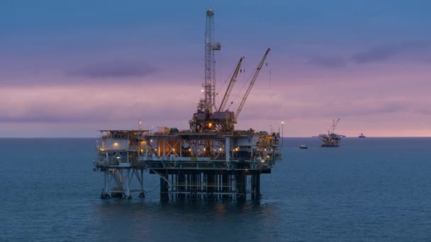 Plataforma Perforación Petróleo Alta Mar Para Extracción Combustibles Fósiles Corteza — Vídeo de stock