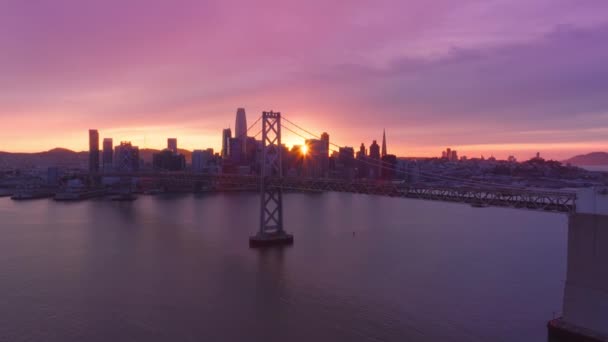 San Francisco City Kleurrijke Zonsondergang Hemel Met Dramatische Roze Gouden — Stockvideo