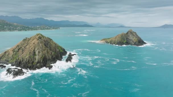 Landschaftlich Reizvolle Tropische Insellandschaft Wunderschönes Kristallblaues Wasser Rund Die Insel — Stockvideo
