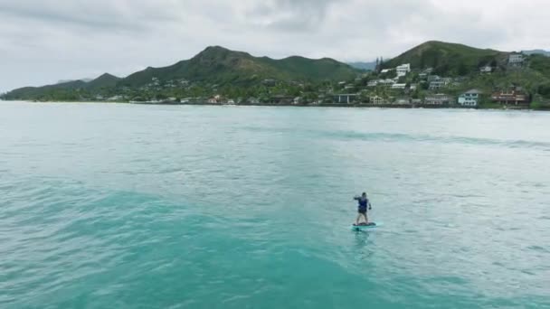 Teluk Kailua Oahu Hawaii Mei 2023 Surfer Wake Boarding Foil — Stok Video