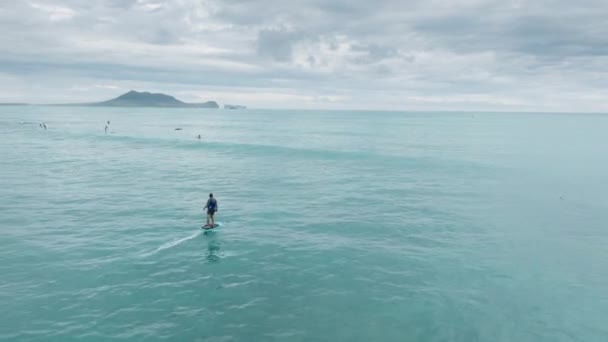 Vodní Sporty Oahu Havajském Ostrově Surfař Palubě Křídláku Atletický Muž — Stock video
