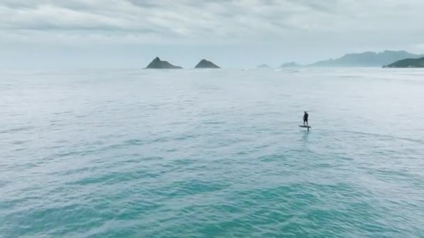 Vattensportaktivitet Extrem Sport Aktivitet Skott Drönare Kamera Vattensporter Oahu Hawaii — Stockvideo