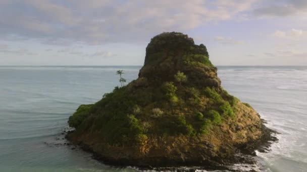 Chinamans Hat Island Kualoa Ranch Park Motion Background Oahu Tropical — Vídeos de Stock