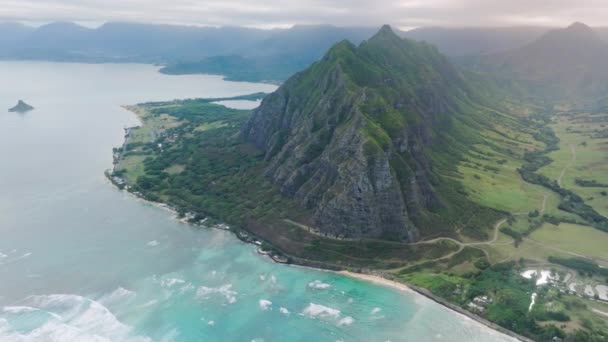 Vue Aérienne Île Cinématographique Hawaï Paradise Oahu Usa Contexte Touristique — Video