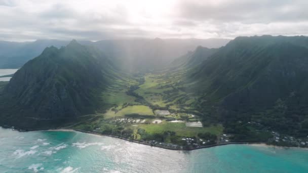 Atracción Turística Famosa Rancho Kualoa Recorrido Verano Isla Cinematográfica Hawái — Vídeos de Stock