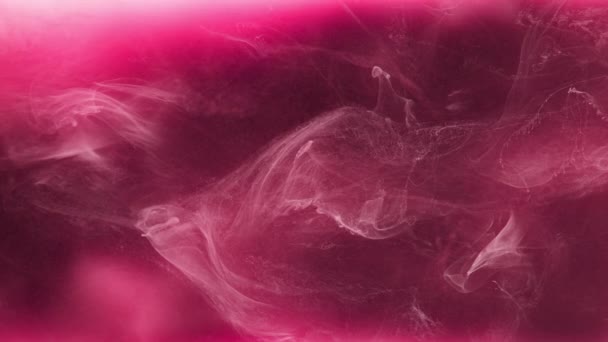Крупный План Растворения Капли Белой Краски Розовой Жидкости Красочные Чернила — стоковое видео