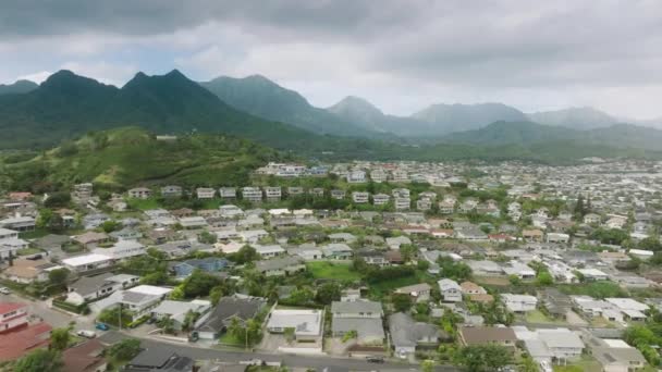 Pequena Cidade Kailua Ilha Havaiana Oceano Pacífico Vista Aérea Prestígio — Vídeo de Stock