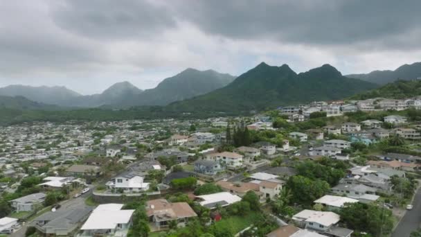 Kailua Tengerparti Város Oahu Szigetén Hawaiin Szcenikus Táj Magánszálláshelyeken Zöld — Stock videók