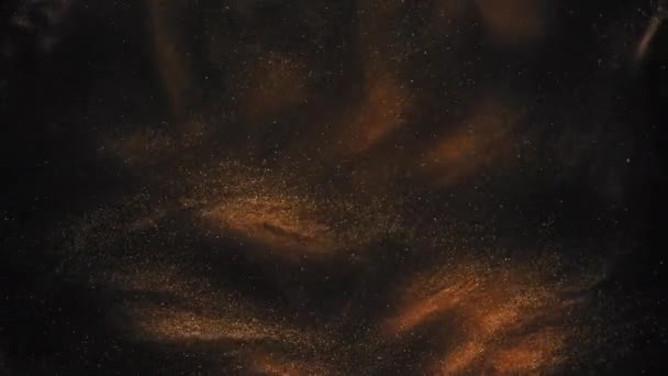 Macro Shot Orange Black Colors Dissolving Water Ink Water Flowing — Stock Video