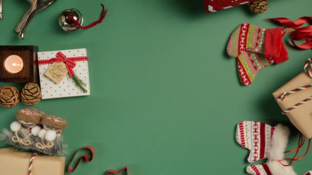 Барвистий Різдвяний Фон 360 Градусів Обертання Знімок Червоній Камері Ялинові — стокове відео