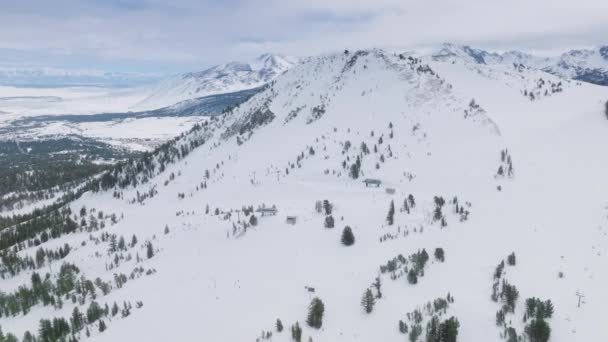 Bela Cordilheira Inverno Paisagem Inspiradora Imagens Drones Sobre Picos Frios — Vídeo de Stock
