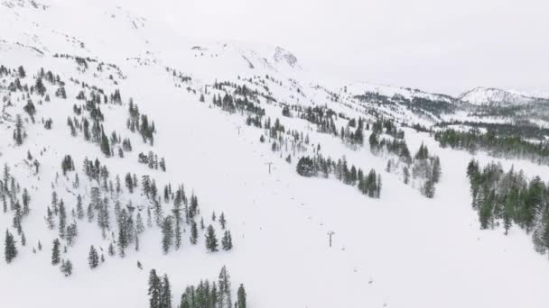Winterurlaub Antenne Usa Filmreifes Mammut Mountain Skigebiet Schöne Bergkette Winterlicher — Stockvideo