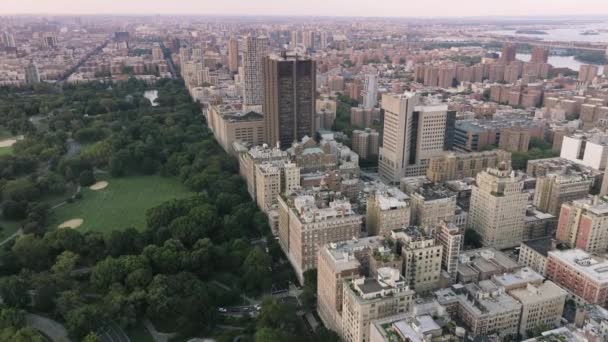 Bovenaanzicht Van Prestige Luxe Pand Fifth Avenue Met Schilderachtig Groen — Stockvideo