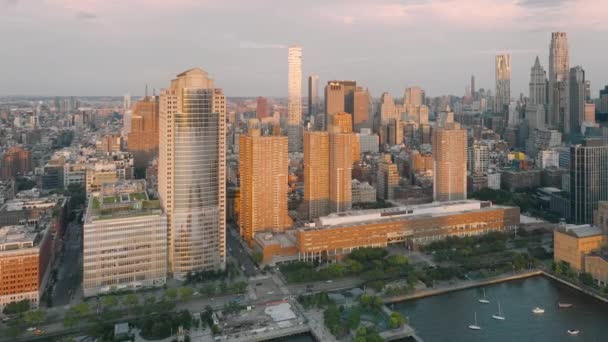 New York Taki Tribeca Bölgesinin Sinematik Hava Manzarası Manhattan Daki — Stok video