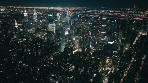 Widok Powietrza Nad Manhattanem Nowy Jork Zapierające Dech Piersiach Przelatujące — Wideo stockowe