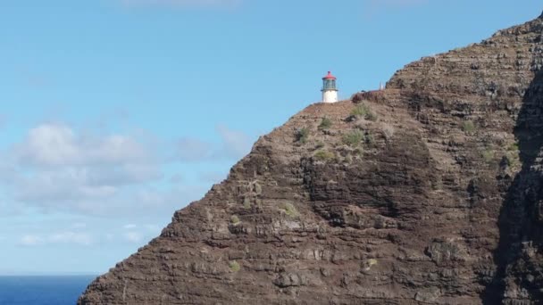 Oahu Hawaii Tropikal Adası Makapuu Point Deniz Feneri Mavi Pasifik — Stok video