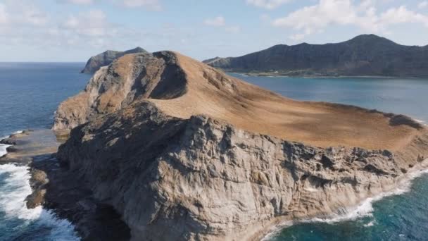 Belle Copie Fond Nature Baie Waimanalo Île Rocheuse Dans Océan — Video