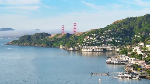 Вид Высоты Птичьего Полета Живописный Городок Саусалито Пригород Сан Франциско — стоковое видео
