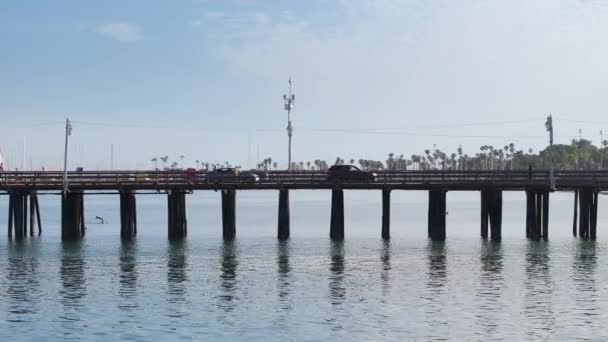 Daytime View Cars Driving Stearns Wharf Santa Barbara California Usa — Stock Video
