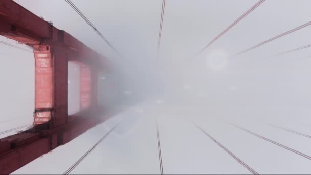 Подъем Над Красной Высокой Башней Моста Золотые Ворота Живописном Белом — стоковое видео