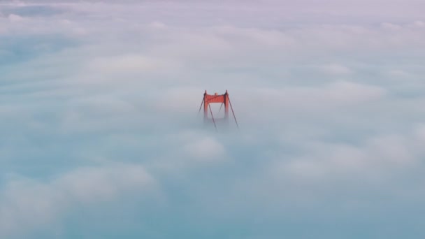 Légi Kilátás Végtelen Tenger Pasztell Rózsaszín Kék Felhők Horizontig Fényképes — Stock videók