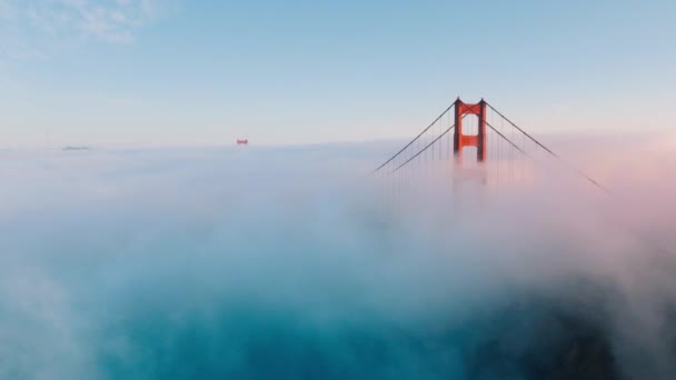 Fotografia Cinematográfica Topo Vermelho Ponte Golden Gate Vista Acima Paisagem — Vídeo de Stock