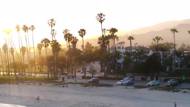 Krajina Západu Slunce Města Santa Barbara Kalifornie Usa Velký Městský — Stock video