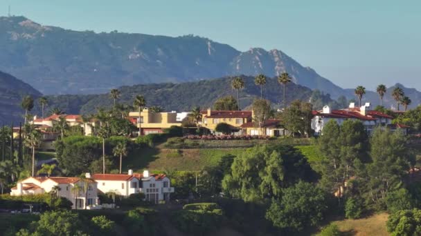 Drone Shot Expensive Villas Calabasas Hills Los Angeles Suburban California — Stock Video