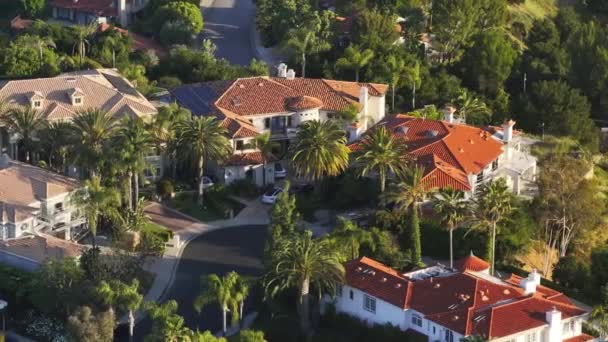 Drone Shot Houses Roofs Calabasas Expensive Property Los Angeles Suburban — Stock Video