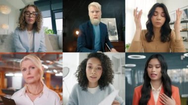 Web kamerası görüntüleme grubu, projenin son teslim tarihini tartışan endişeli insanlardan oluşuyor. Gergin iş konuşması satışları düşüyor, olumsuz tahmin. Finans toplantısındaki endişeli iş arkadaşları. İnternetteki iş adamları.