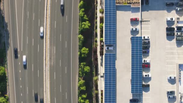 Toppbild Calabasas 101 Motorväg Och Solkraftverk Stadsbyggnad Los Angeles Kalifornien — Stockvideo