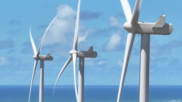 Közelkép Nézet Modern Megújuló Energia Technológia Festői Kék Felhős Óceán — Stock videók