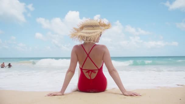 Kino Wakacje Plaży Tle Ludzie Podróżują Rajskiej Wyspy Pięknym Morskim — Wideo stockowe