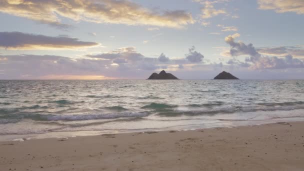 Lanikai Beach Mozit Még Napkeltekor Forgatják Szcenikus Jellege Oahu Sziget — Stock videók